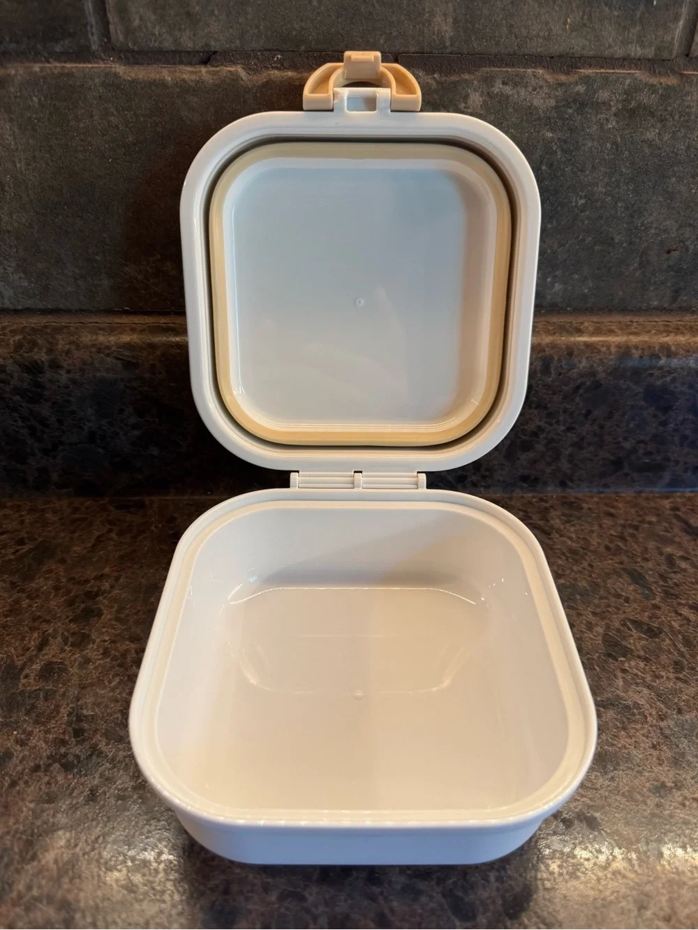 Pet Life Outdoor Travel Pet Bowl - Cream and Tan
